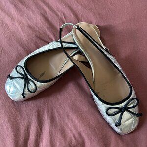 Aerosoles Silver Sling Back Ballet Flats